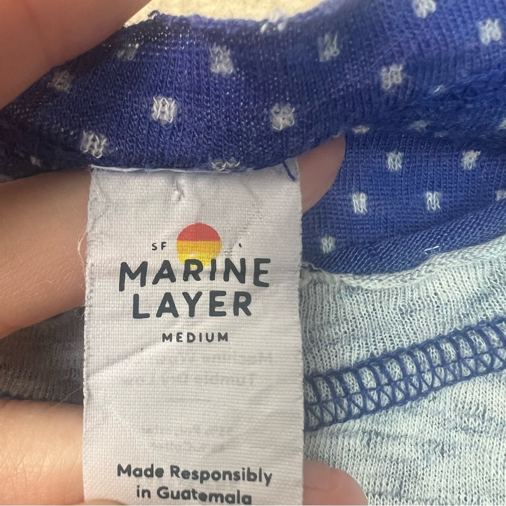Marine Layer shirt womens medium blue reversible raglan long sleeve - Picture 5 of 8